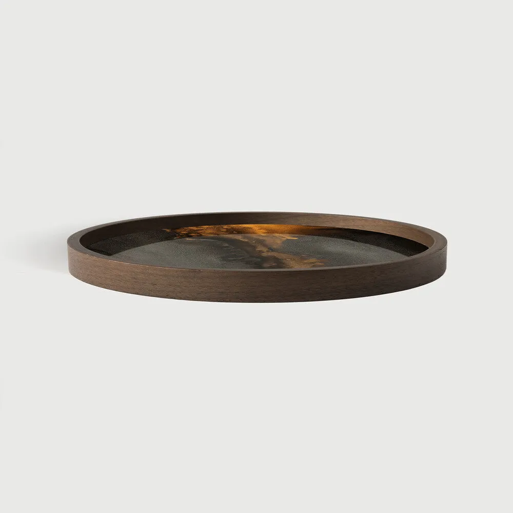 Round Bronze Glass Valet Tray