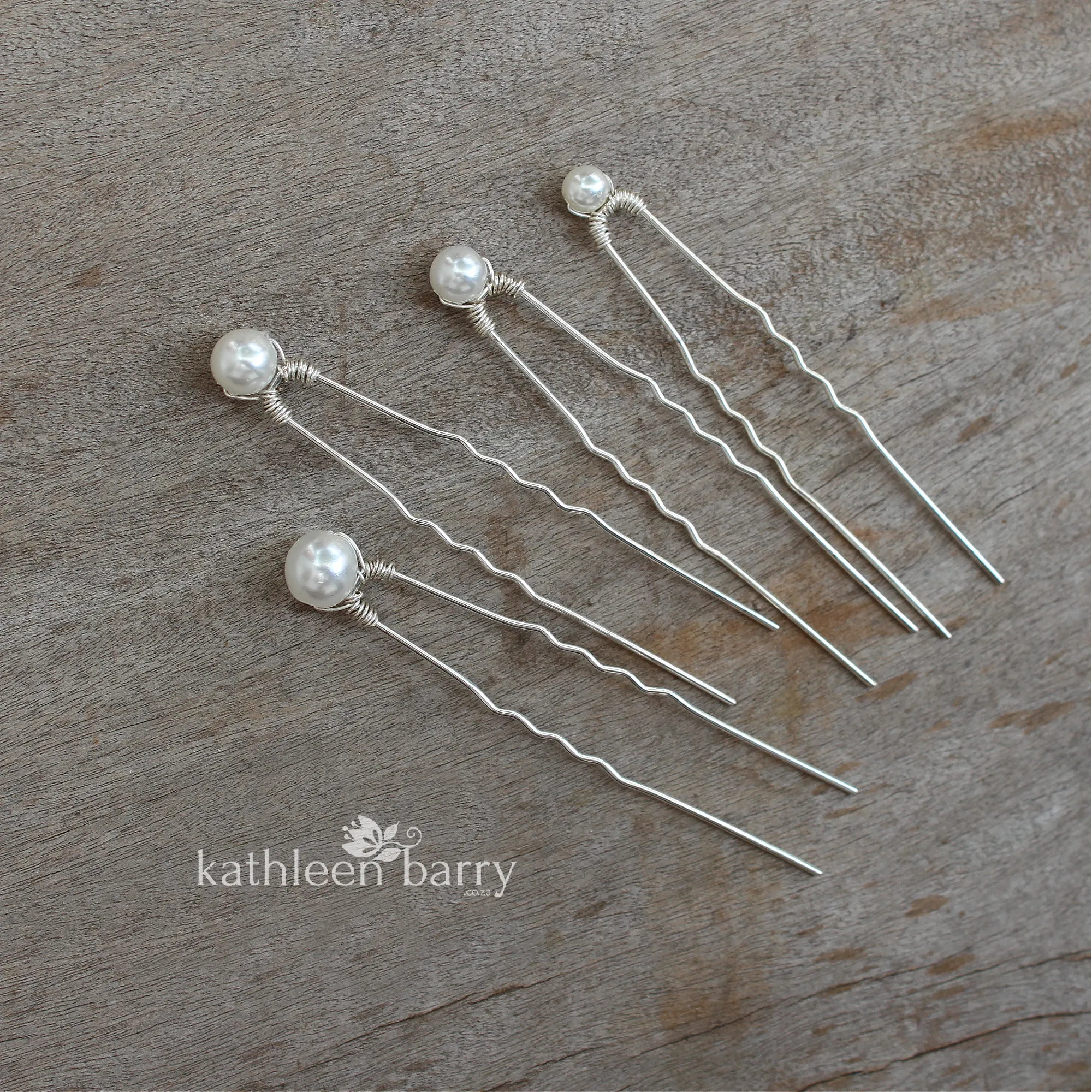 Simple pearl hair pin set of four - 3 pearl color options