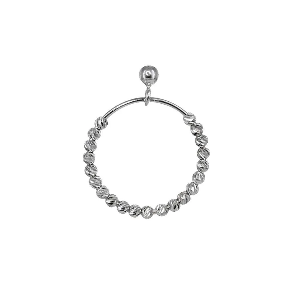 Single Ring Earrings in Rhodium Overlay