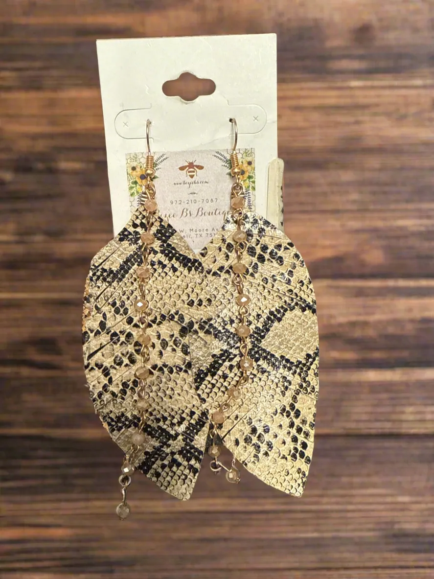 Snake Skin Earrings With Bead