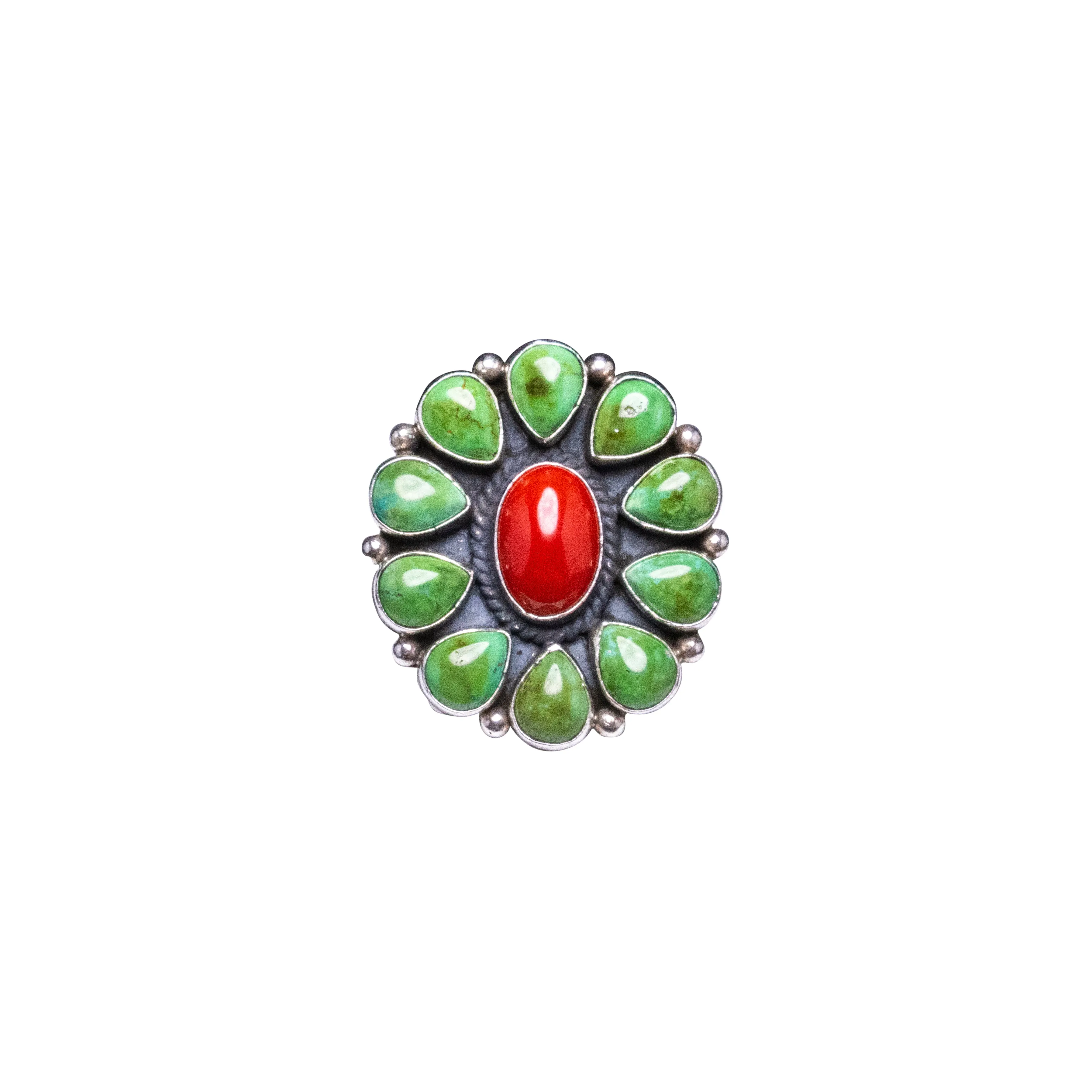 Sonoran Gold Turquoise & Coral Ring | F. Viylie