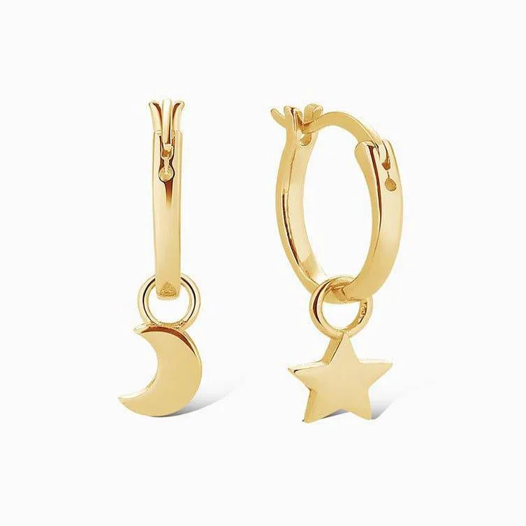 Star Moon Mini Hoop Earrings