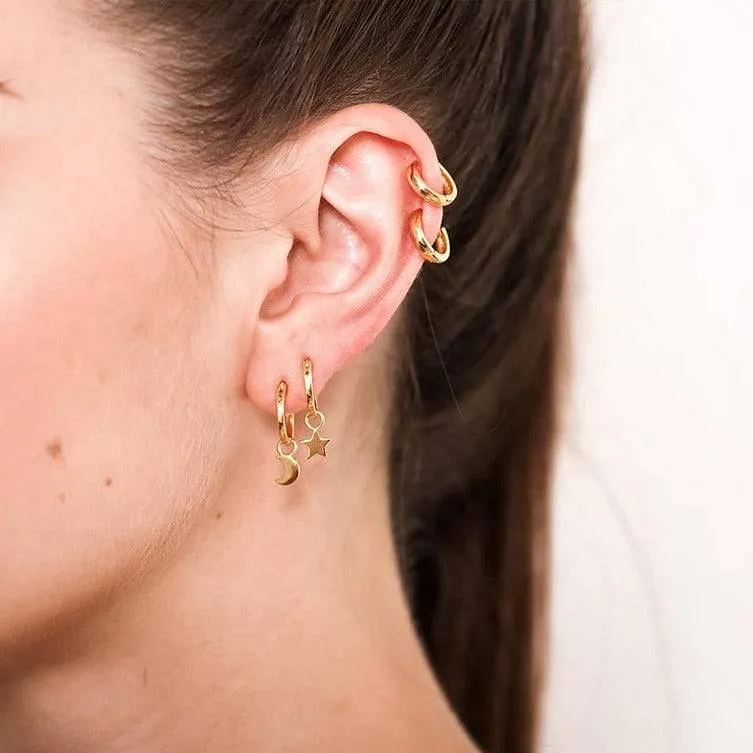 Star Moon Mini Hoop Earrings