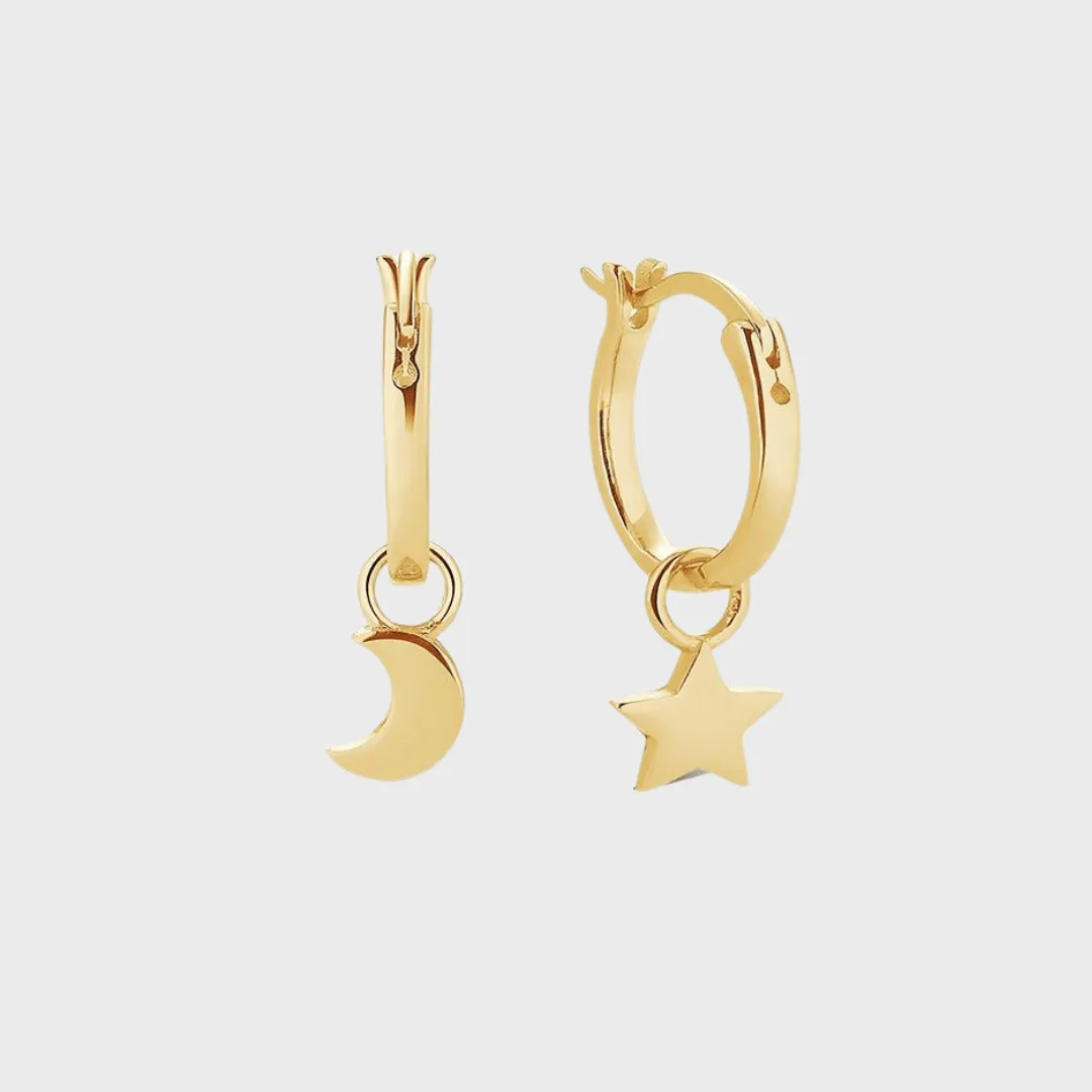Star Moon Mini Hoop Earrings