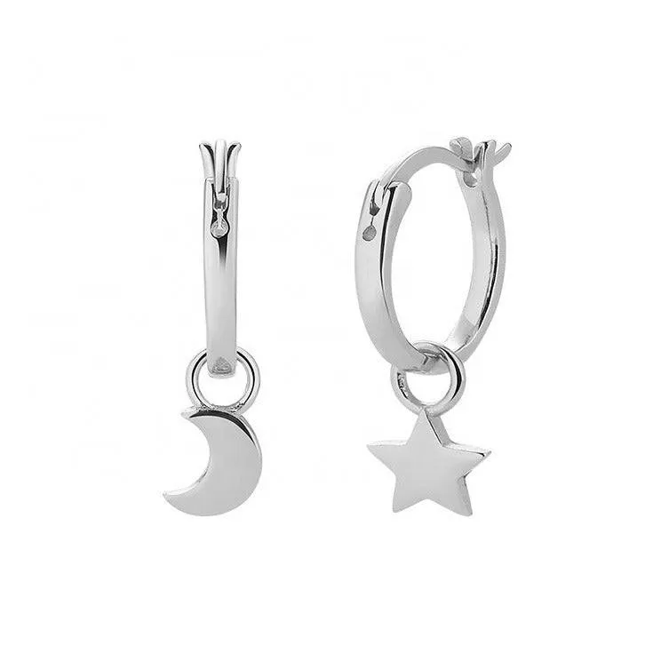Star Moon Mini Hoop Earrings