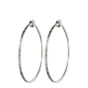Sterling Silver Large Engraved Endless Hoop Earrings