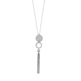 Tassel-tastic! 32" 2" Disk and Circle Long Tassel Necklace