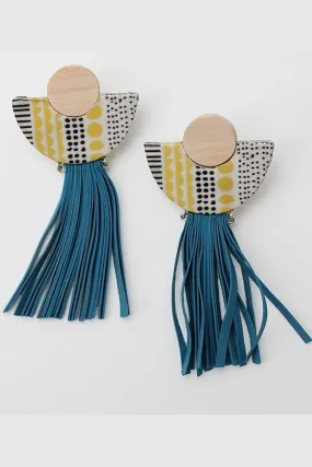 Teal Tassel Earrings