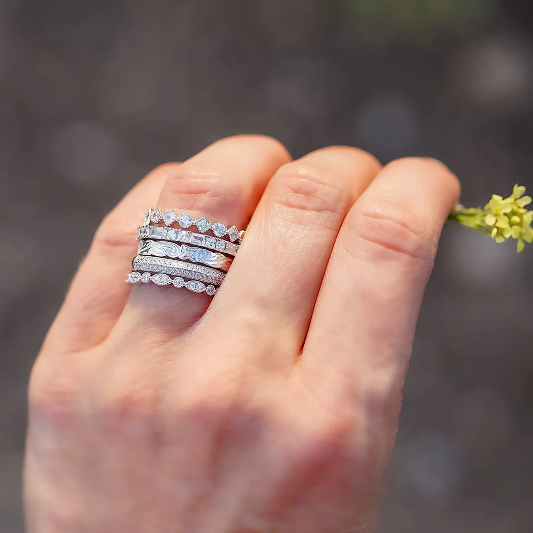 The Two Row CZ Stacking Ring
