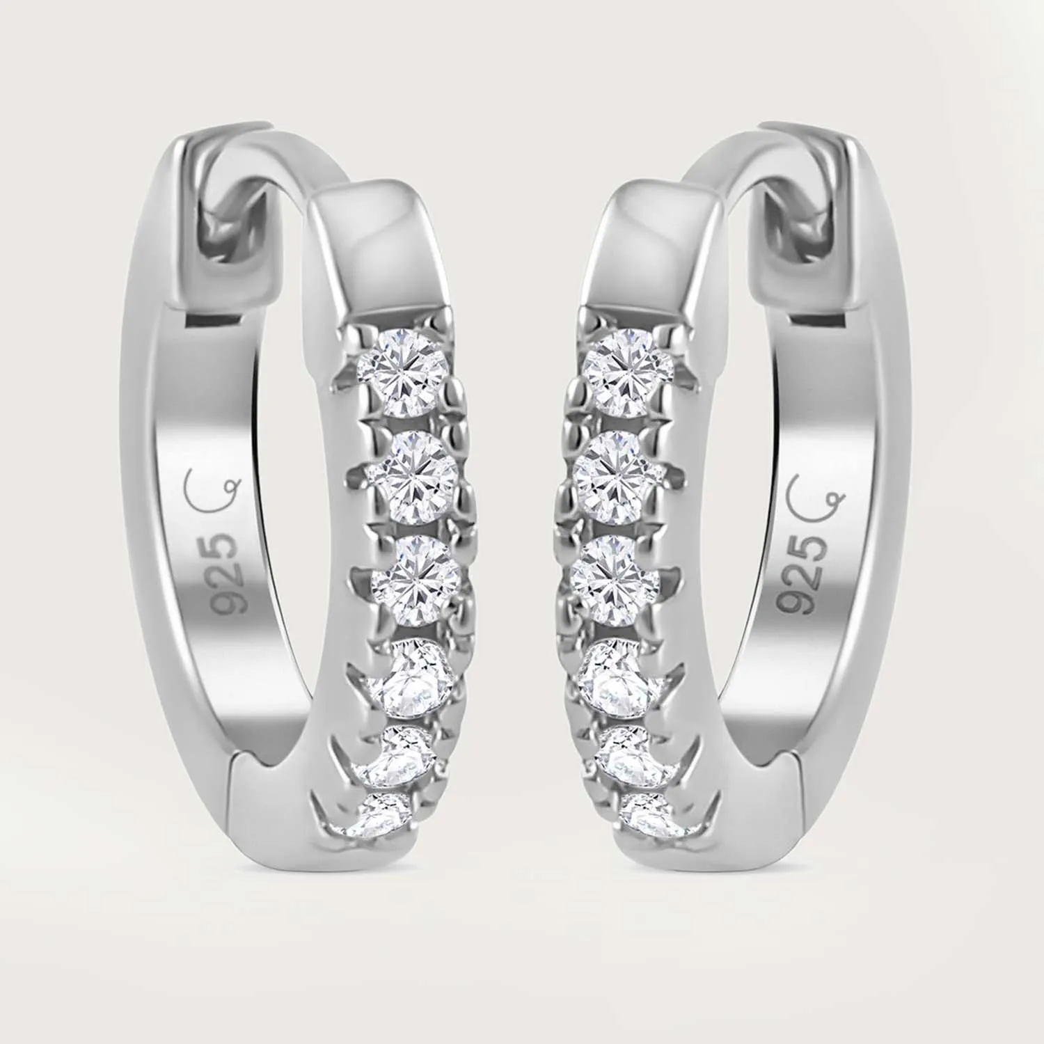 Trinity Moissanite Sleep Stud Earrings   Moissanite Hoop Earrings   Grecian Allegro Link Layering Chain