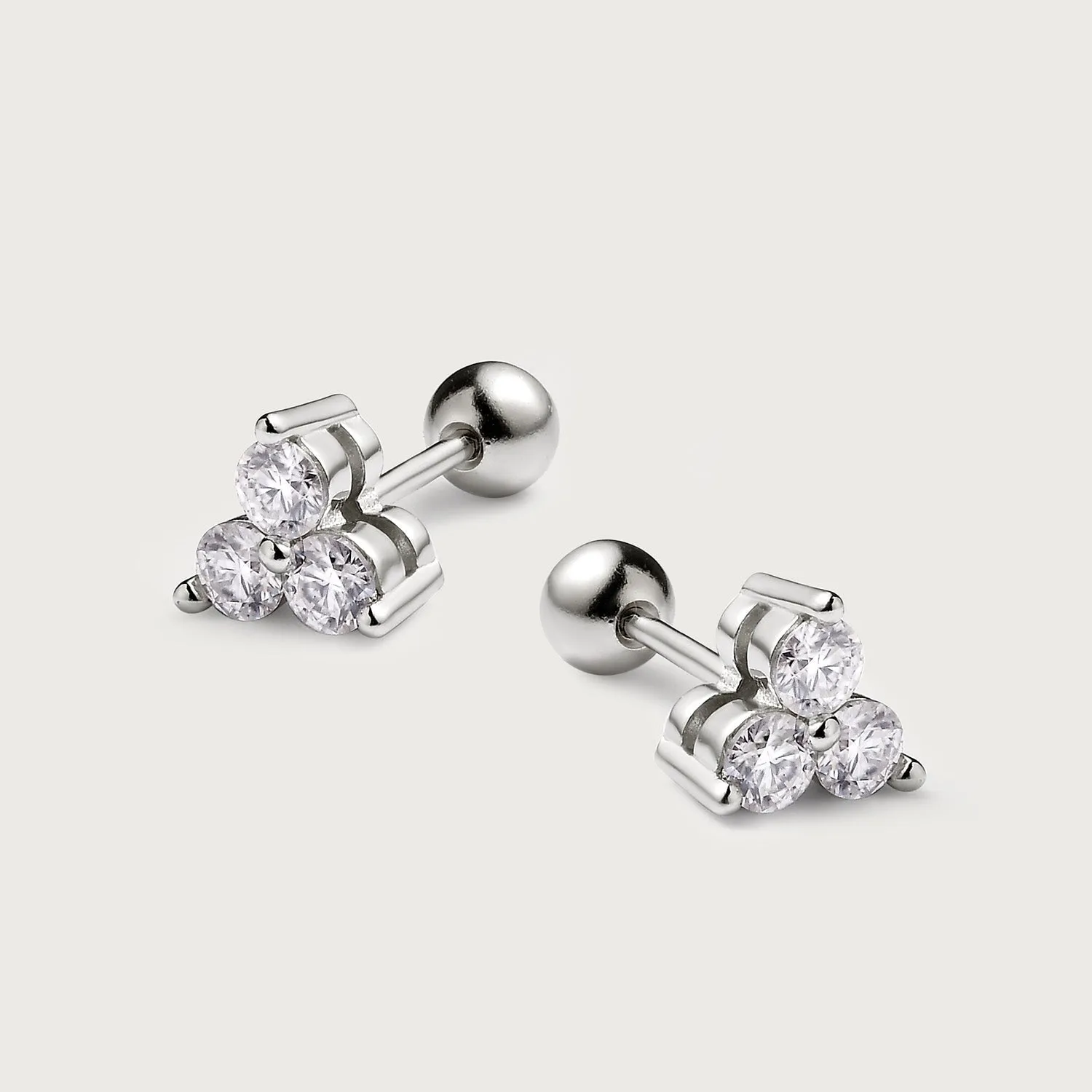 Trinity Moissanite Sleep Stud Earrings   Moissanite Hoop Earrings   Grecian Allegro Link Layering Chain