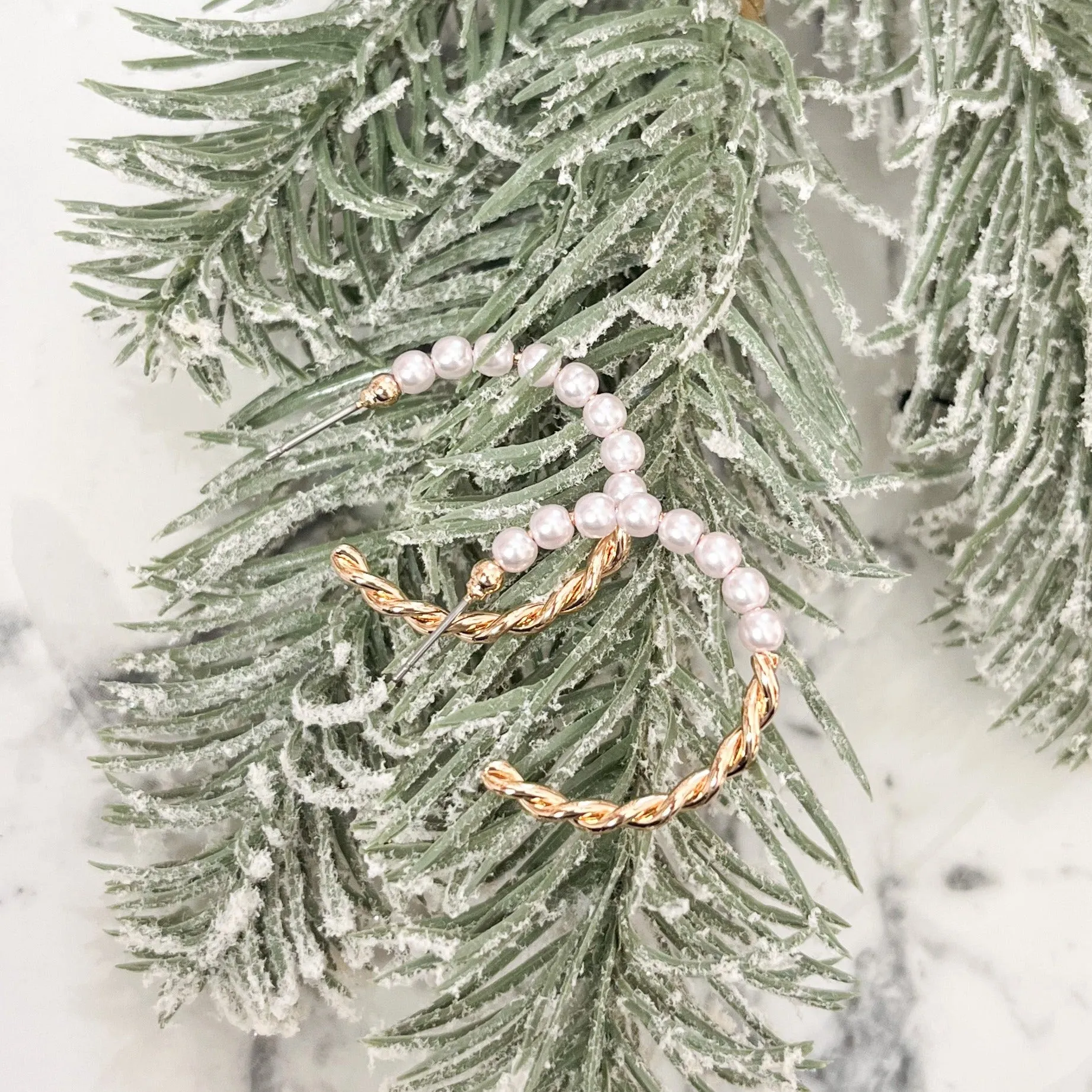 Twisted Pearl Hoop Earrings