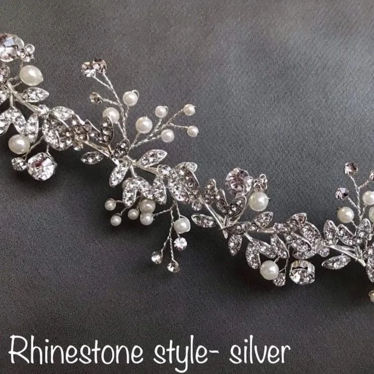 V119. boho wedding bridal rhinestone hair vine hairpiece hair band, Hair Vine.