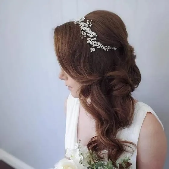 V119. boho wedding bridal rhinestone hair vine hairpiece hair band, Hair Vine.