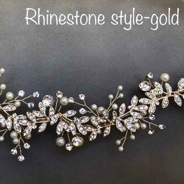V119. boho wedding bridal rhinestone hair vine hairpiece hair band, Hair Vine.