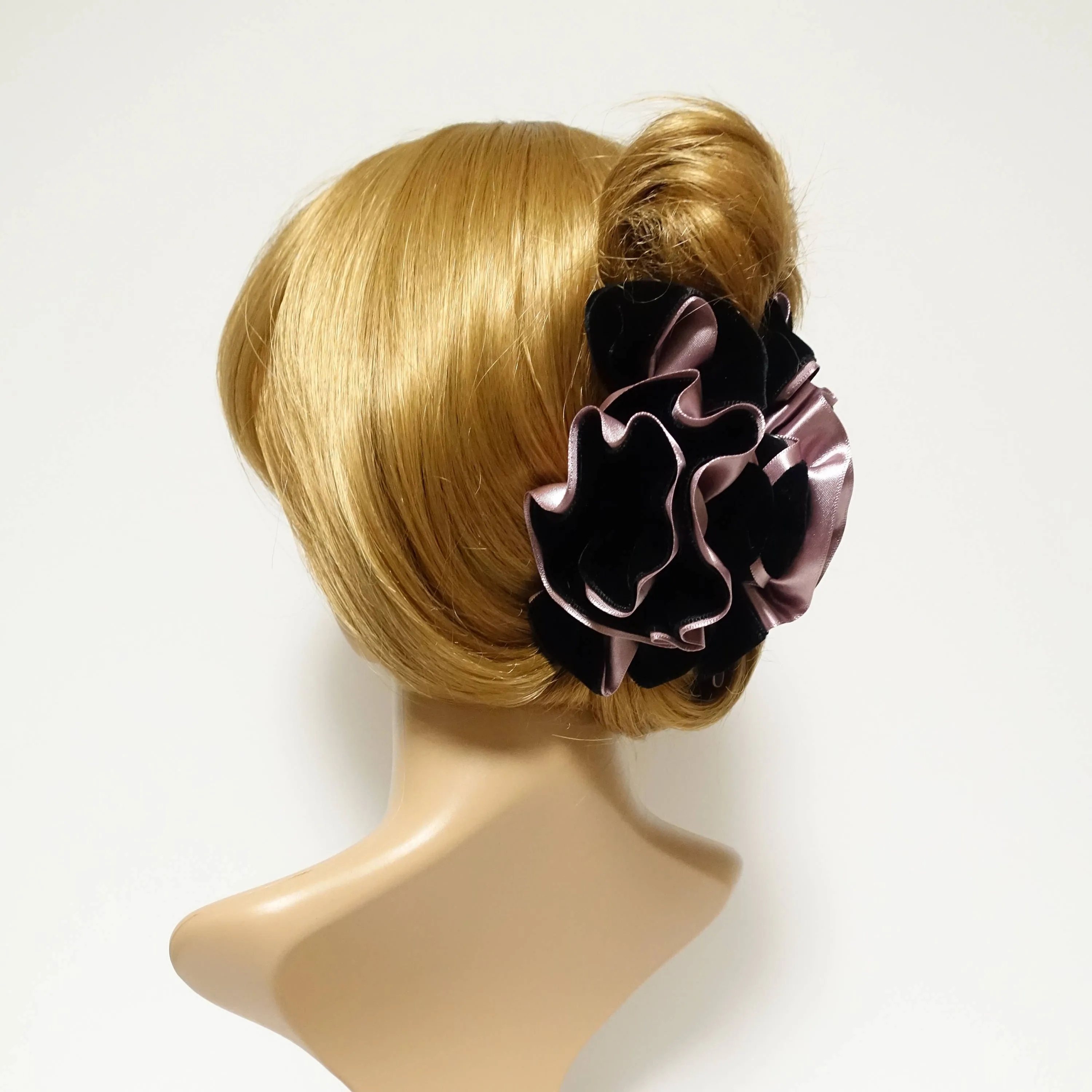velvet flower hair claw, velvet bow hair clamp, handmade hair accessory for women