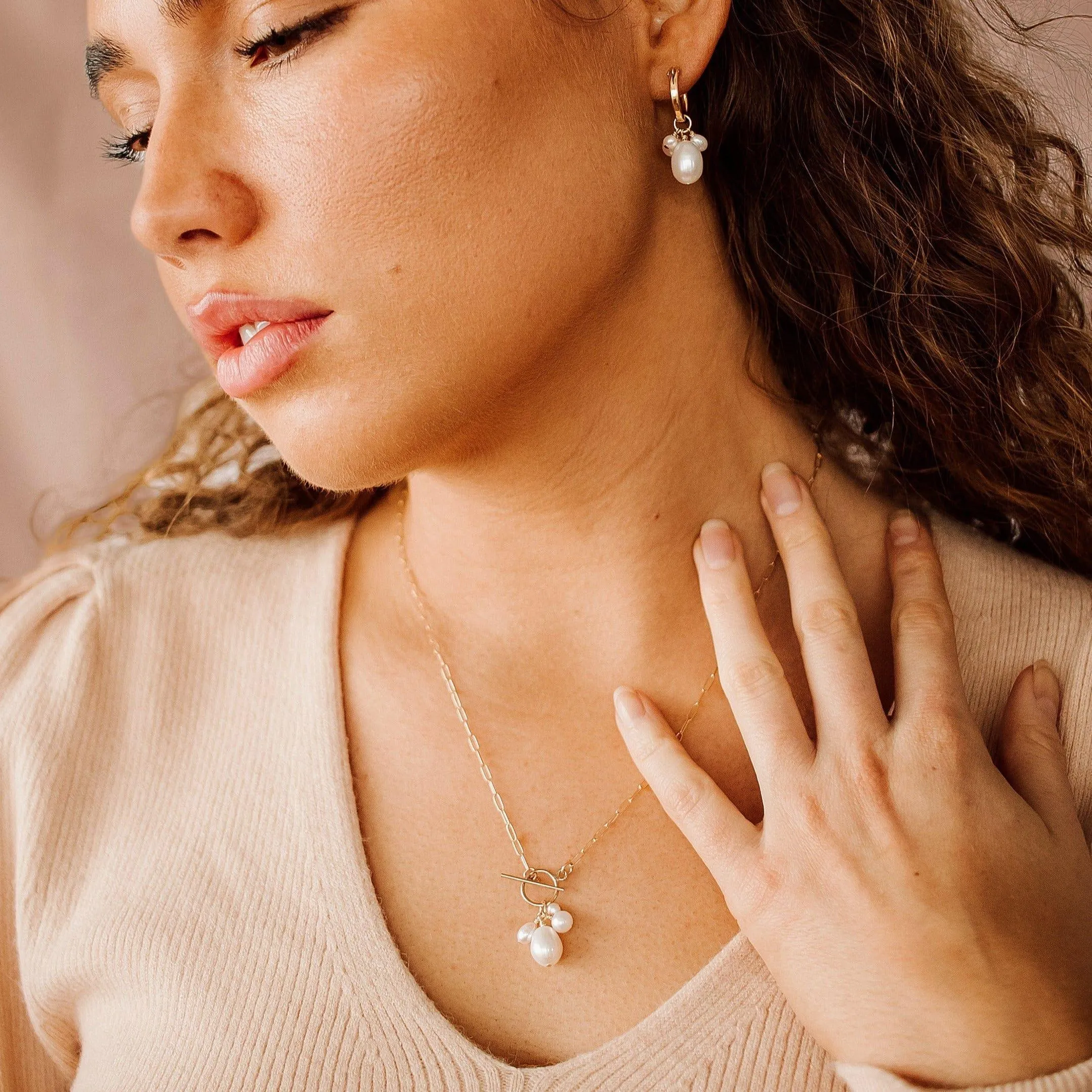 Verona Pearl Hoop Earrings