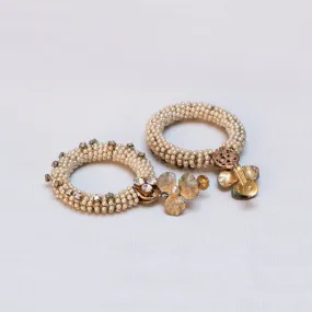 Vintage Gold Beaded Pearl Clip-on Earrings