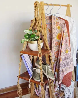 Vintage Macrame Hanging Shelf