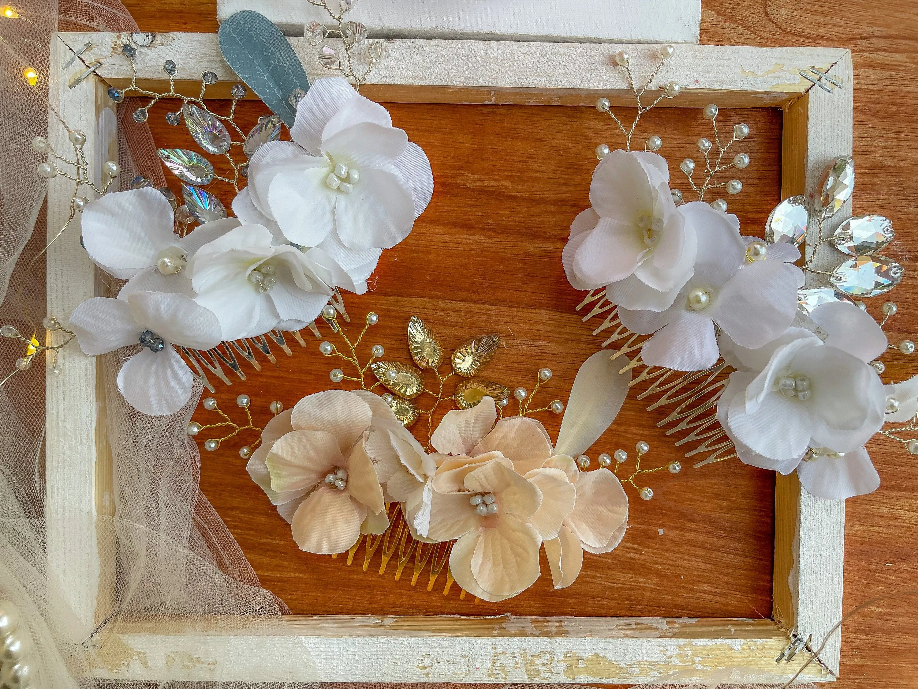 Wedding Hair Comb Floral Hair Comb Pearl Hair Comb Bridal Hairpiece Crystal Hair Comb Flower Hair Comb ~H-20