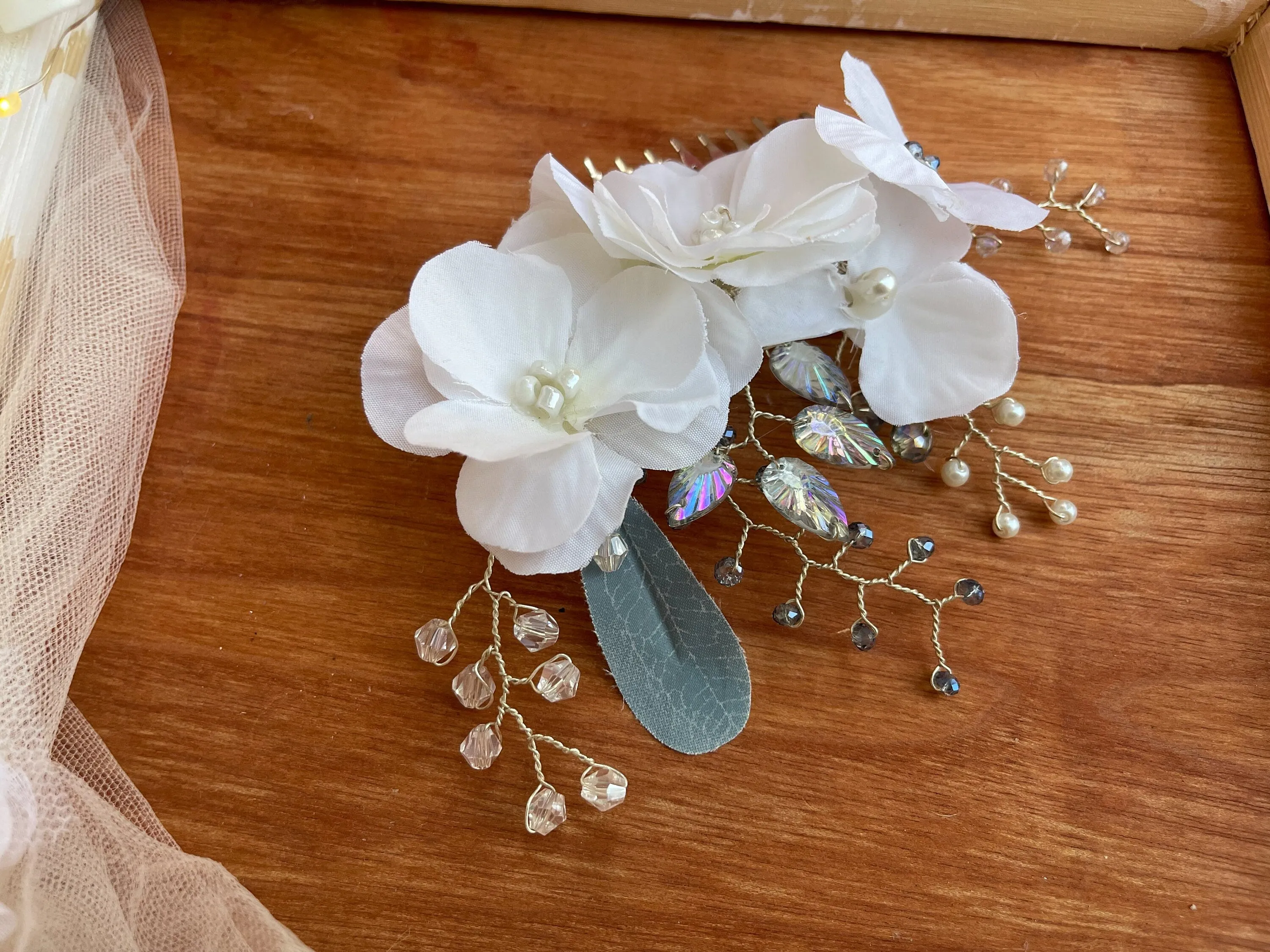 Wedding Hair Comb Floral Hair Comb Pearl Hair Comb Bridal Hairpiece Crystal Hair Comb Flower Hair Comb ~H-20