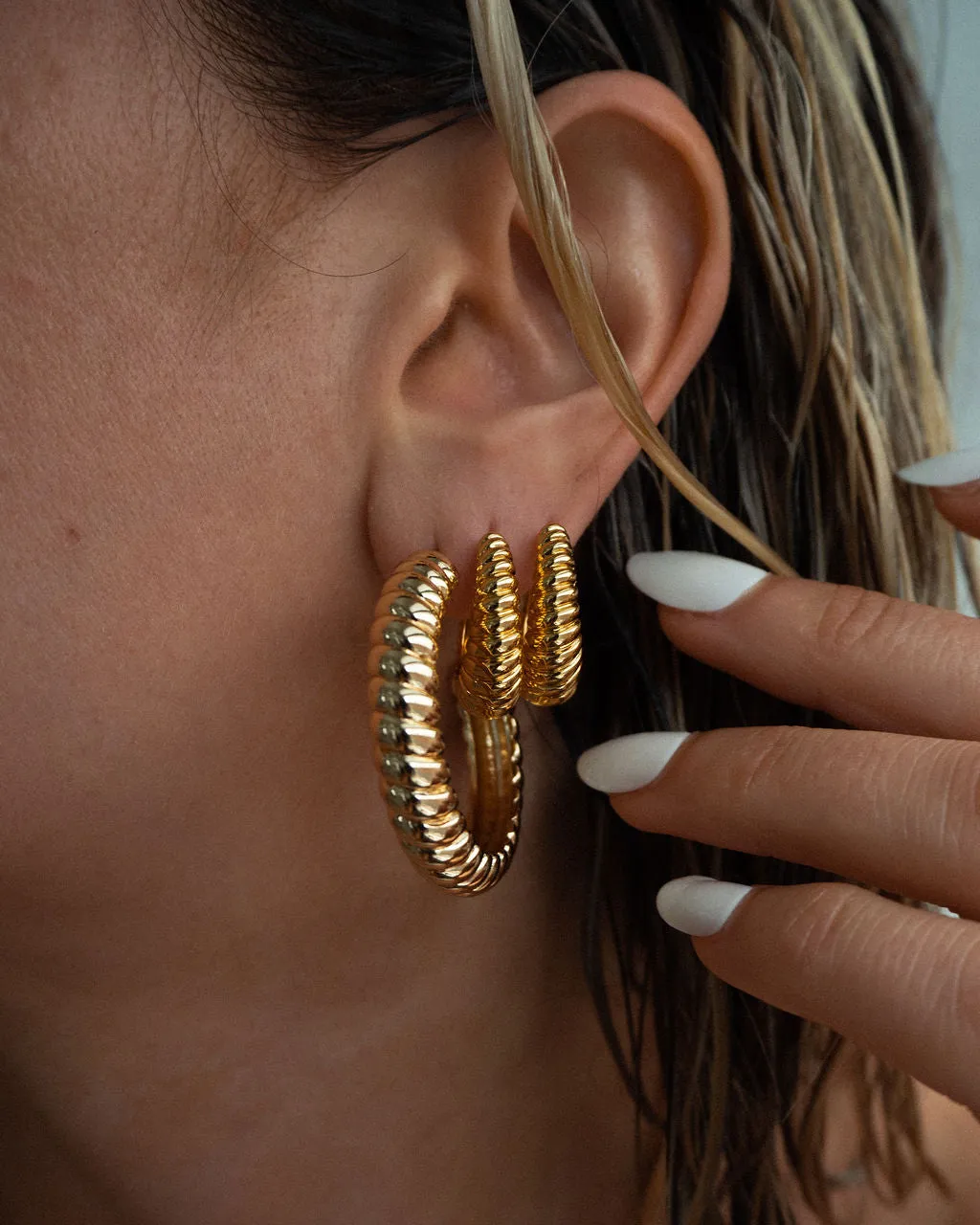 XL Ridged Hoops- Gold