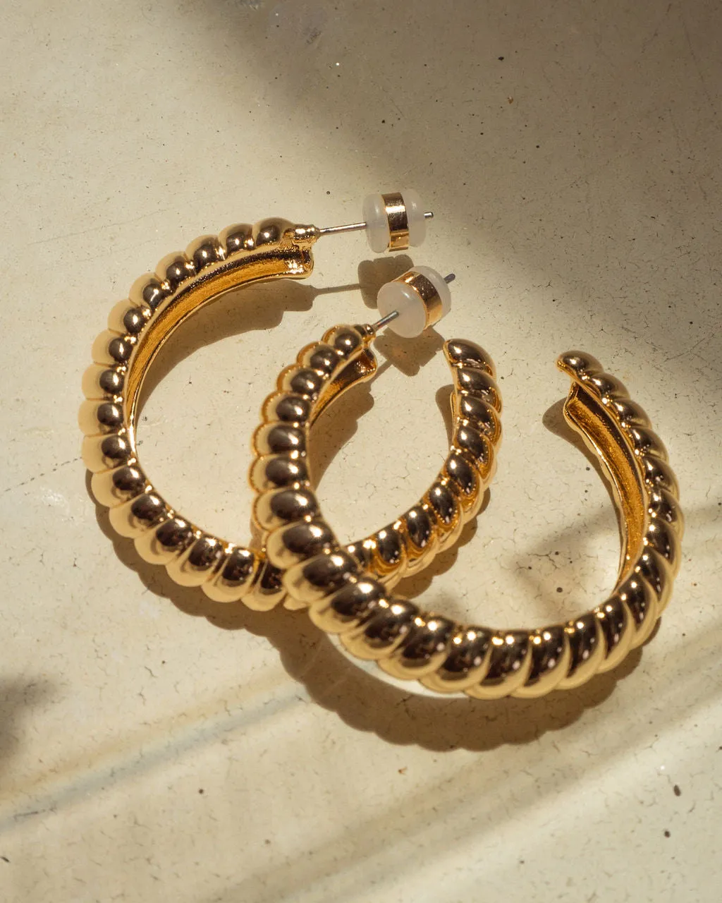 XL Ridged Hoops- Gold