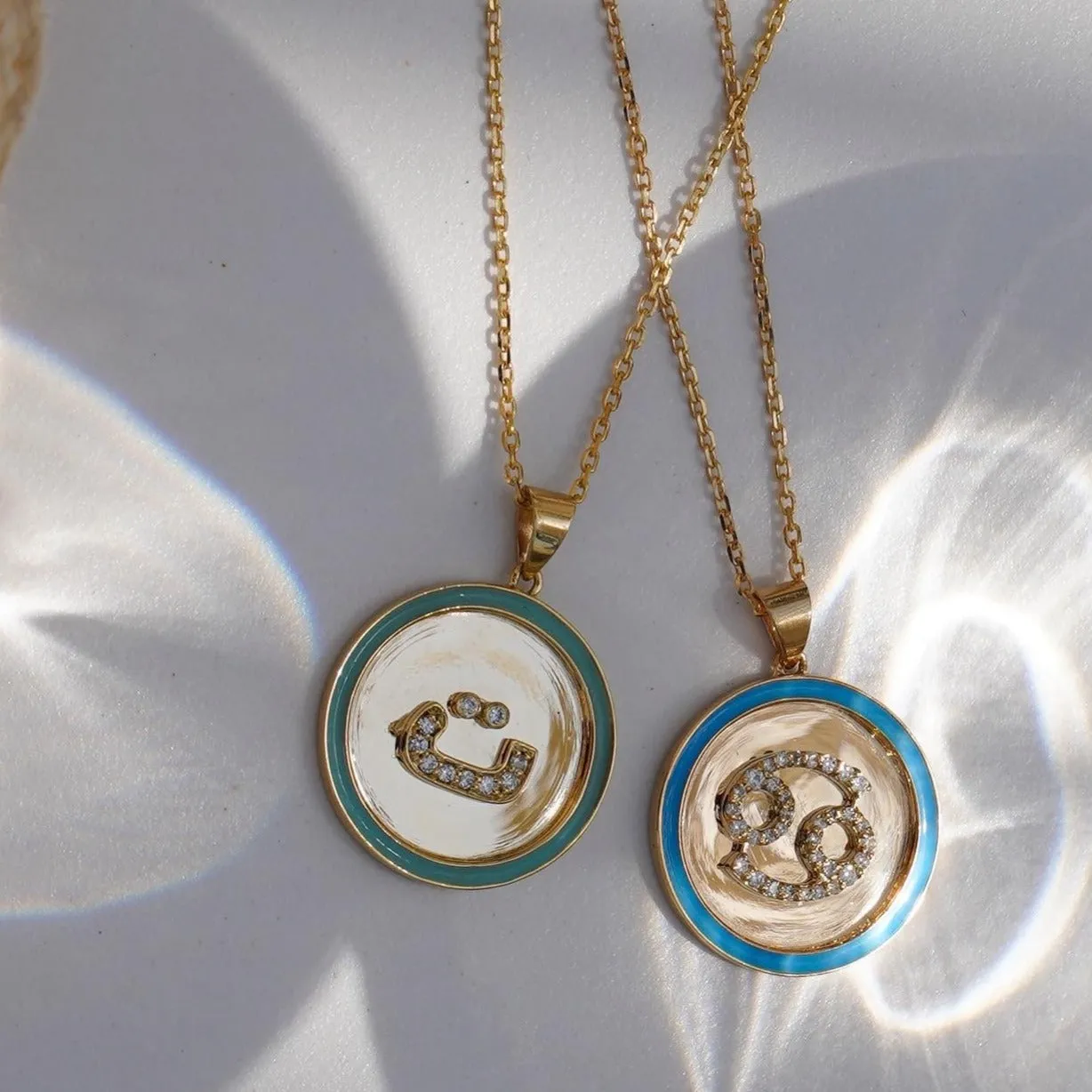 Zodiac Enamel Coin Necklace.